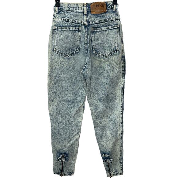 Vintage Gitano Express Acid Wash Jeans Ankle Zip Bows Size 7/8 Juniors Tapered - Picture 1 of 8